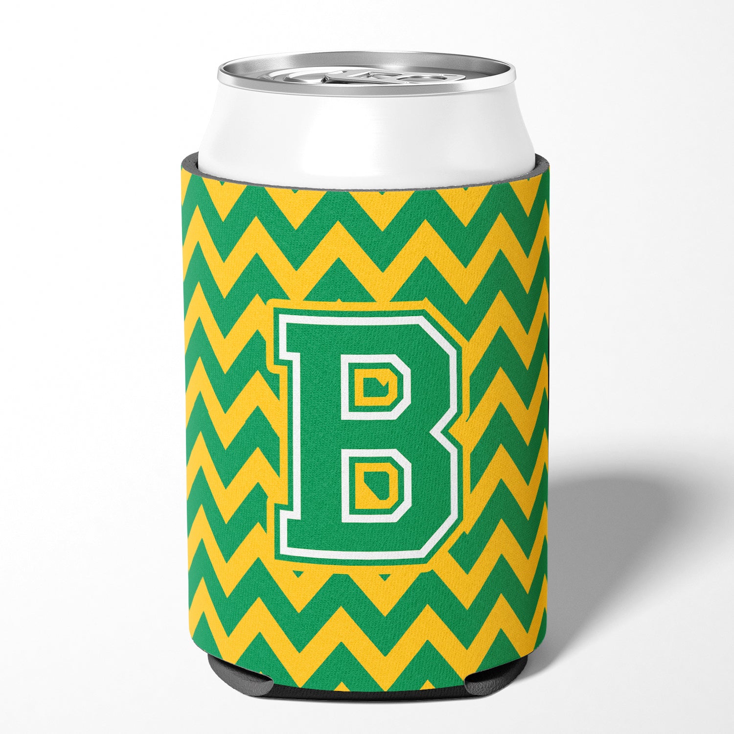 Letter B Chevron Green and Gold Can or Bottle Hugger CJ1059-BCC