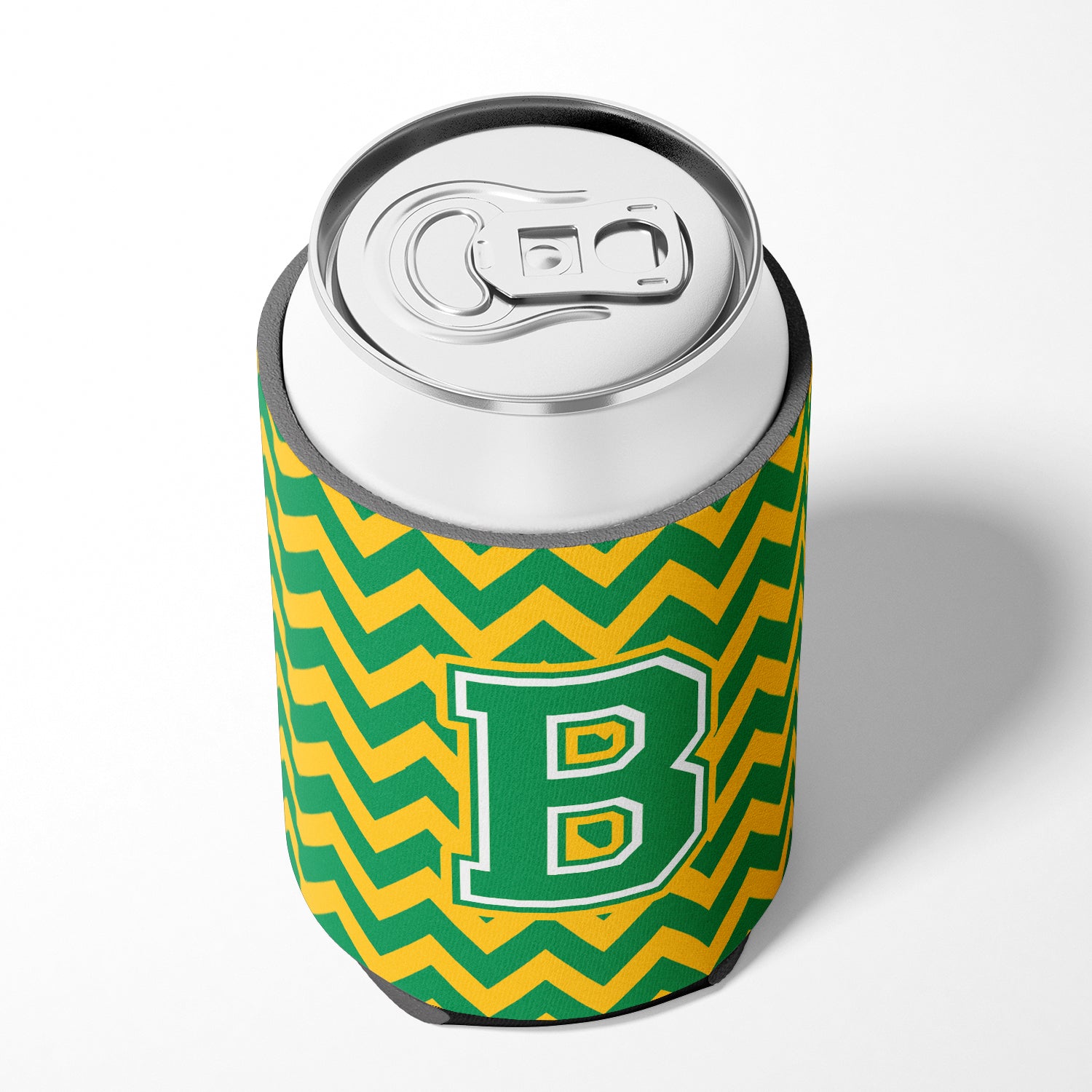 Letter B Chevron Green and Gold Can or Bottle Hugger CJ1059-BCC.