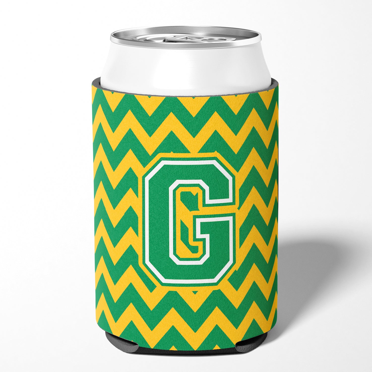 Letter G Chevron Green and Gold Can or Bottle Hugger CJ1059-GCC