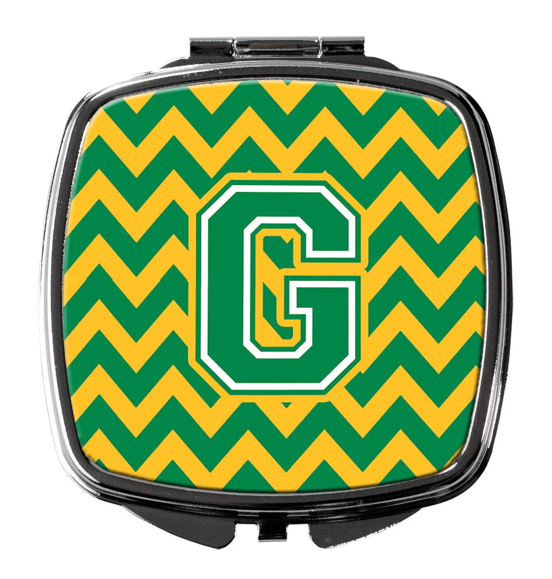 Letter G Chevron Green and Gold Compact Mirror CJ1059-GSCM  the-store.com.