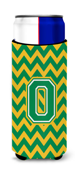 Letter O Chevron Green and Gold Ultra Beverage Insulators for slim cans CJ1059-OMUK