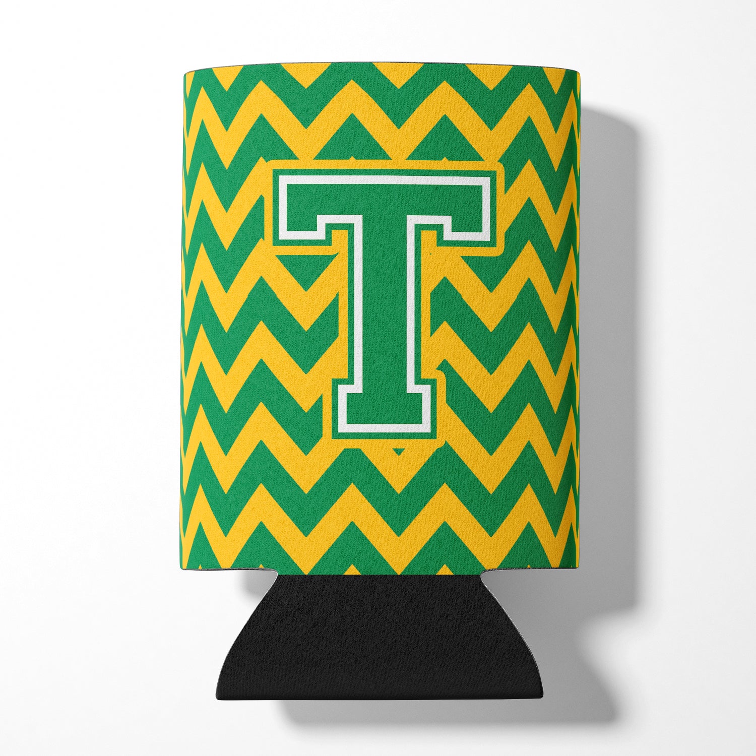 Letter T Chevron Green and Gold Can or Bottle Hugger CJ1059-TCC