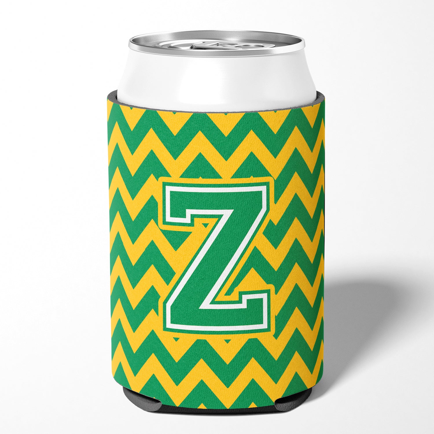 Letter Z Chevron Green and Gold Can or Bottle Hugger CJ1059-ZCC