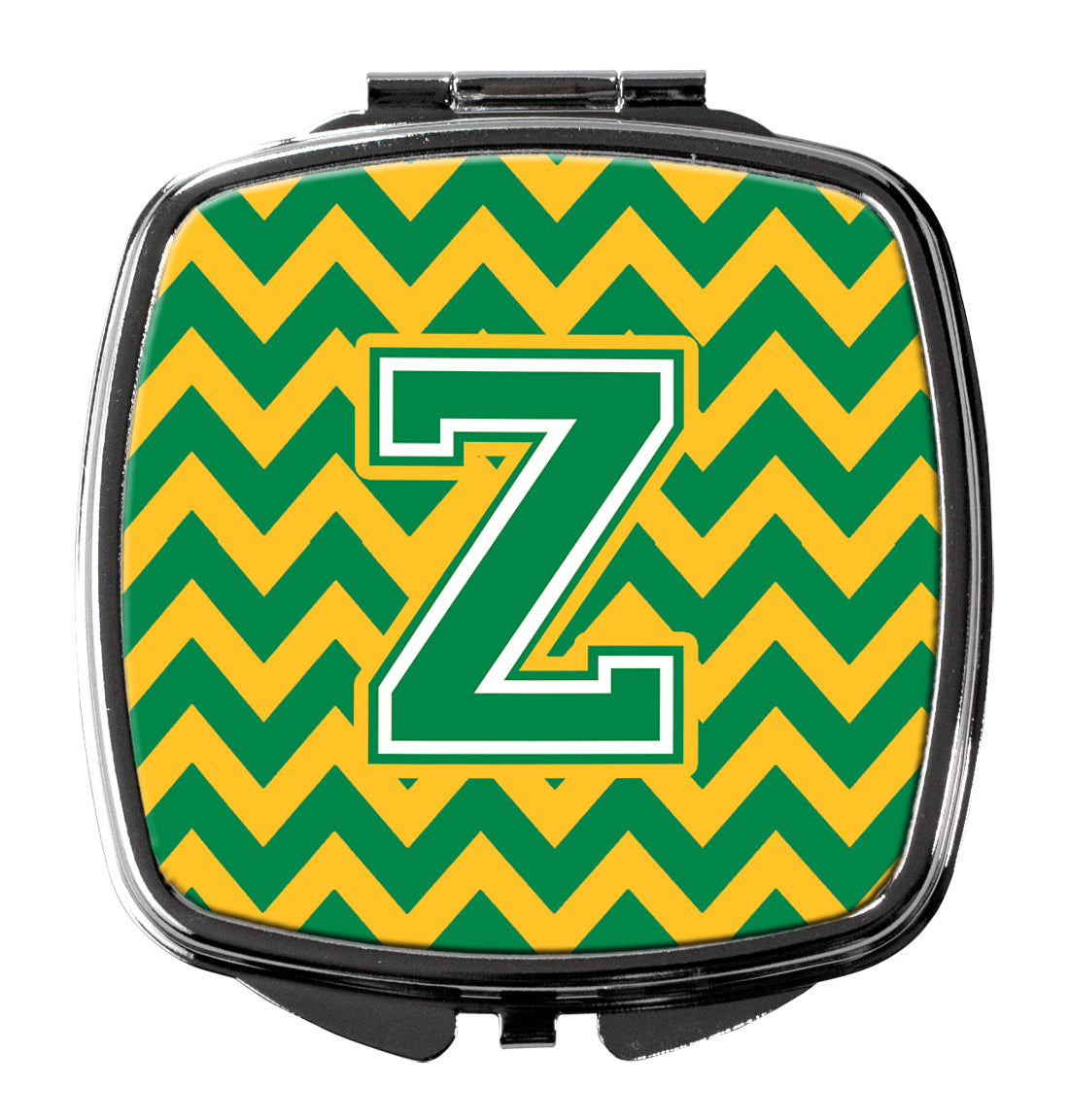Letter Z Chevron Green and Gold Compact Mirror CJ1059-ZSCM  the-store.com.