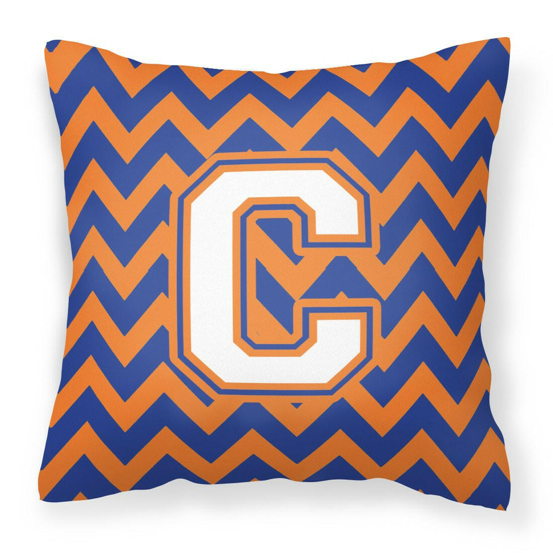 Letter C Chevron Blue and Orange #3 Fabric Decorative Pillow CJ1060-CPW1414 by Caroline&#39;s Treasures