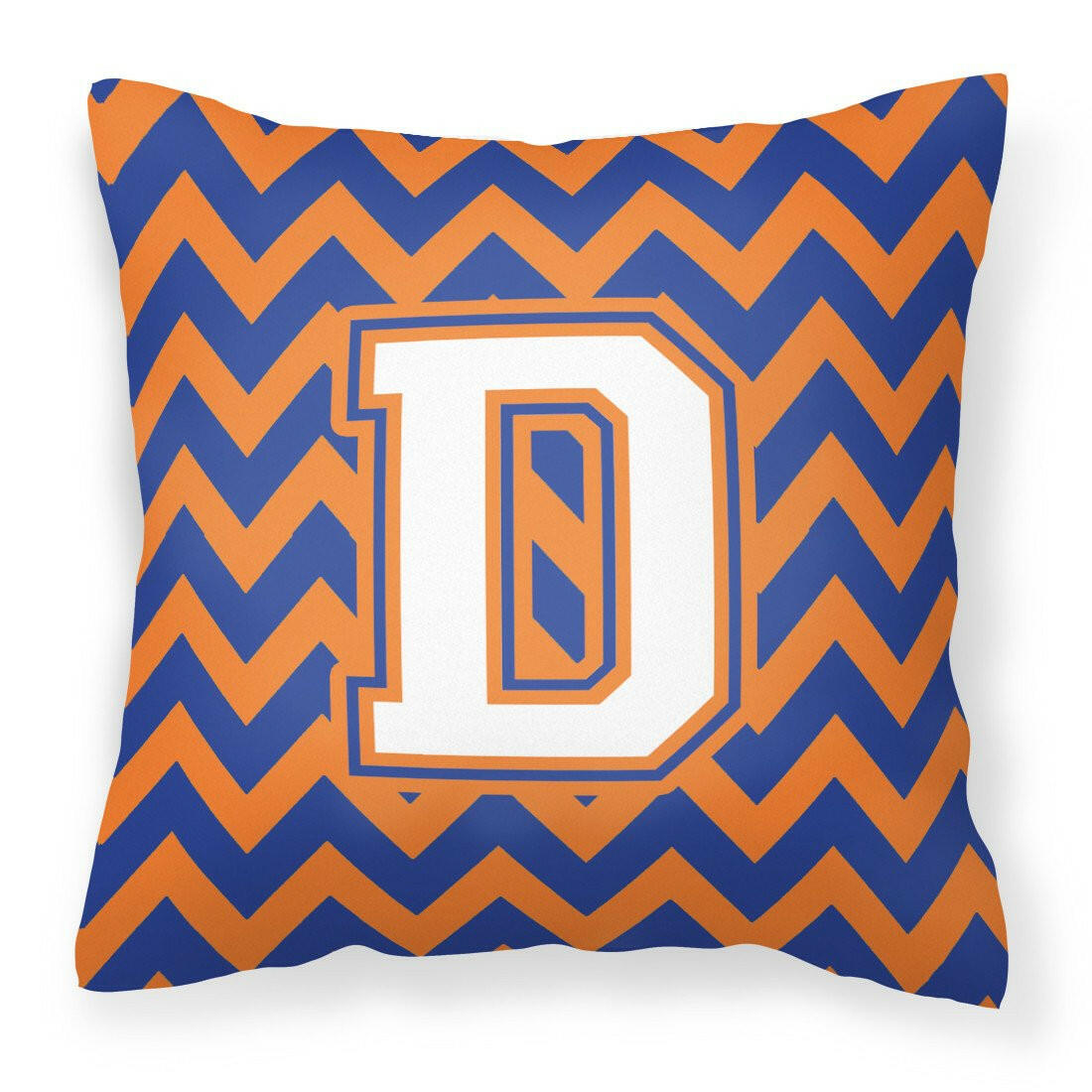 Letter D Chevron Blue and Orange #3 Fabric Decorative Pillow CJ1060-DPW1414 by Caroline&#39;s Treasures