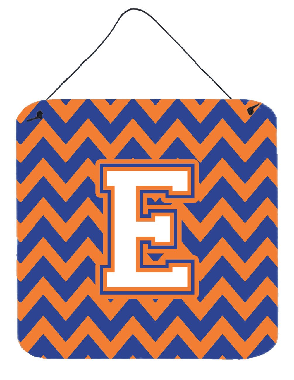 Letter E Chevron Blue and Orange #3 Wall or Door Hanging Prints CJ1060-EDS66 by Caroline&#39;s Treasures