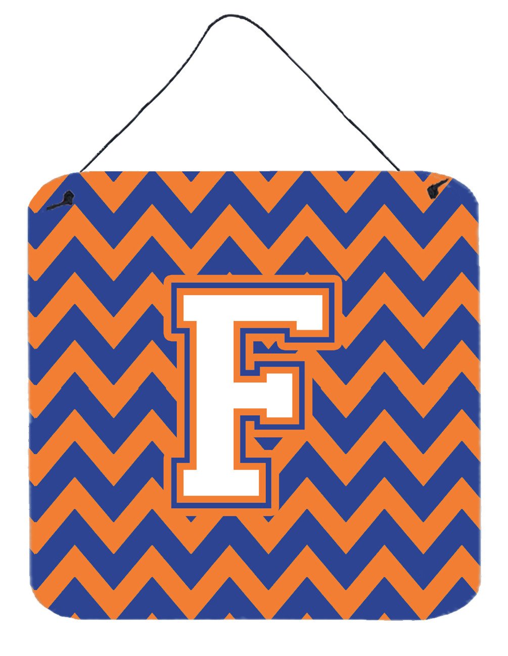 Letter F Chevron Blue and Orange #3 Wall or Door Hanging Prints CJ1060-FDS66 by Caroline&#39;s Treasures