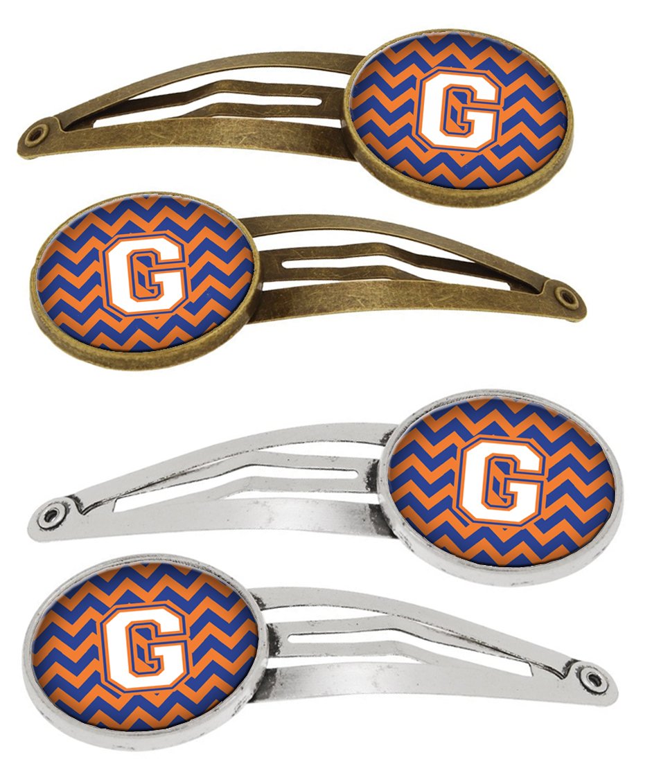 Letter G Chevron Blue and Orange #3 Set of 4 Barrettes Hair Clips CJ1060-GHCS4 by Caroline&#39;s Treasures