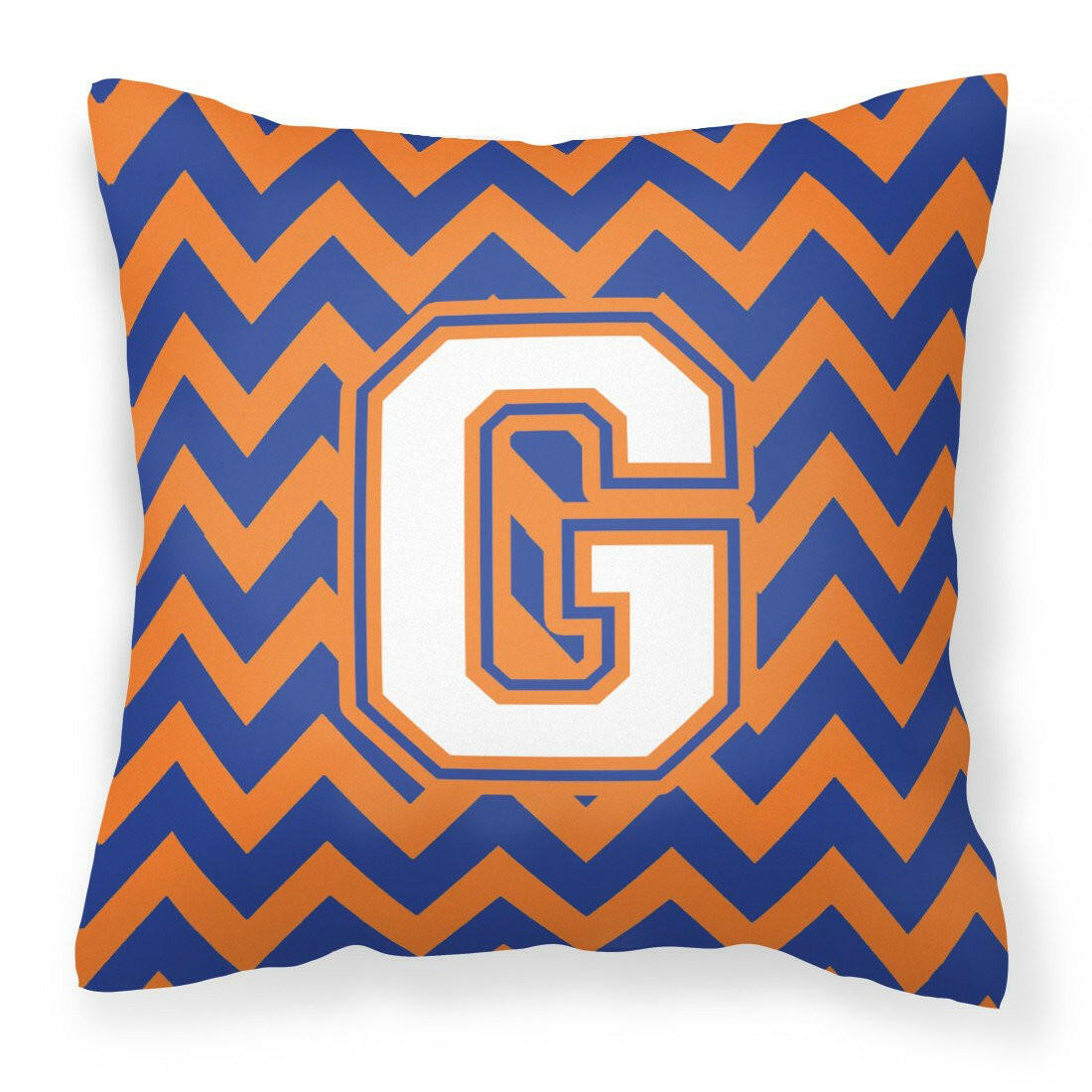 Letter G Chevron Blue and Orange #3 Fabric Decorative Pillow CJ1060-GPW1414 by Caroline&#39;s Treasures