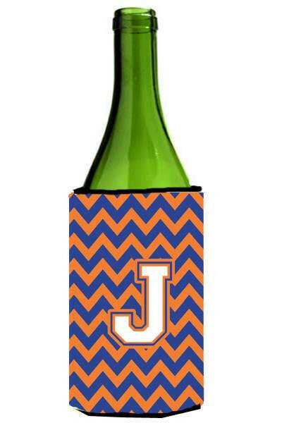Letter J Chevron Blue and Orange Wine Bottle Beverage Insulator Hugger CJ1060-JLITERK by Caroline&#39;s Treasures