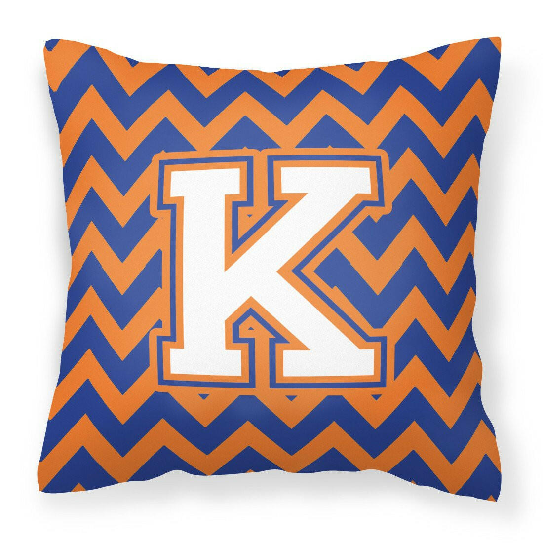 Letter K Chevron Blue and Orange #3 Fabric Decorative Pillow CJ1060-KPW1414 by Caroline&#39;s Treasures