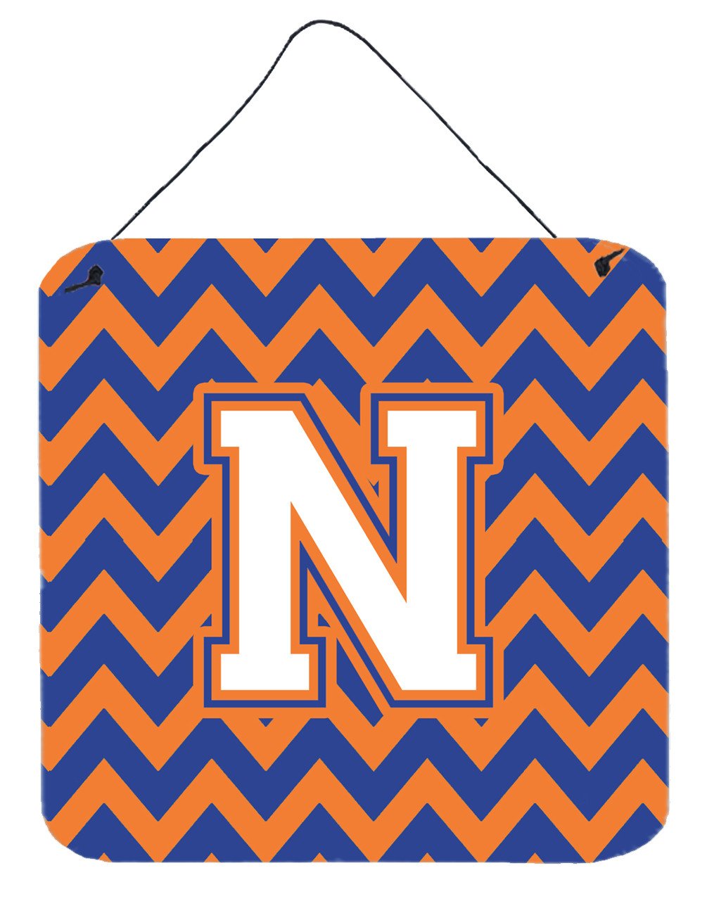 Letter N Chevron Blue and Orange #3 Wall or Door Hanging Prints CJ1060-NDS66 by Caroline&#39;s Treasures