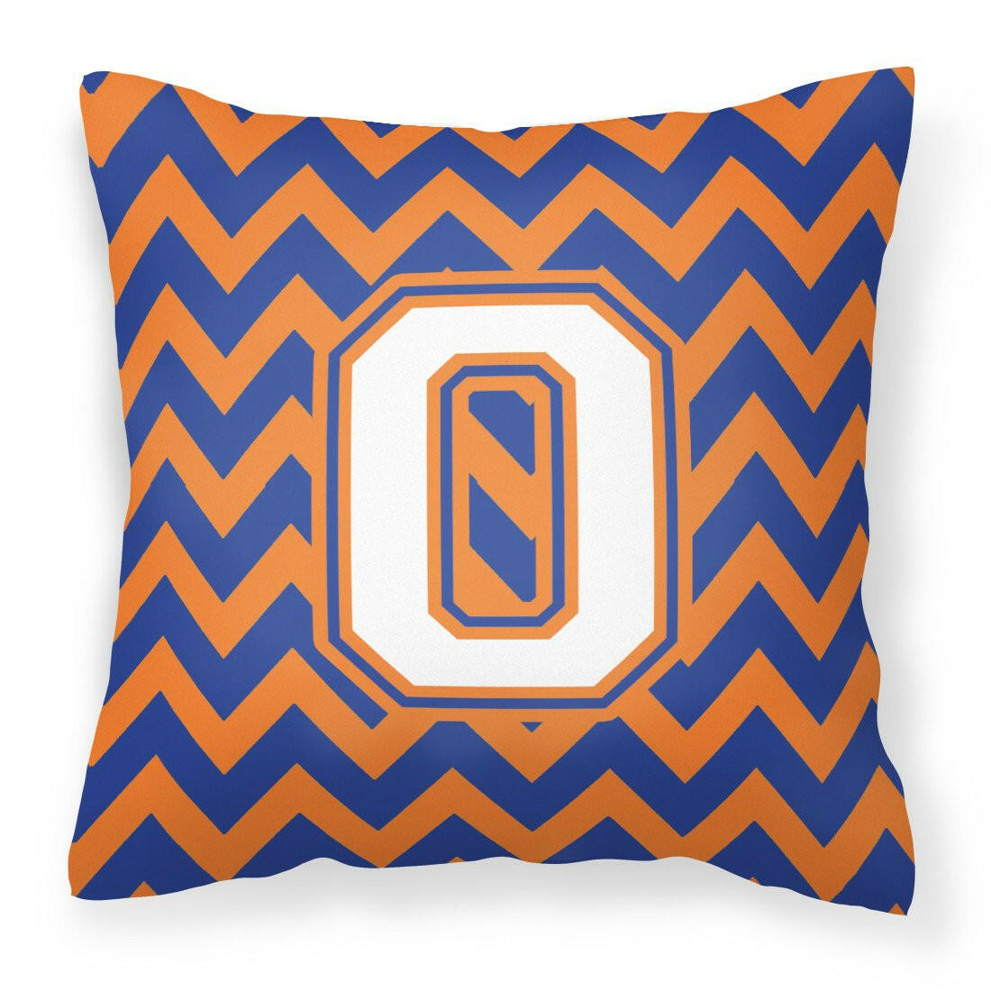 Letter O Chevron Blue and Orange #3 Fabric Decorative Pillow CJ1060-OPW1414 by Caroline&#39;s Treasures