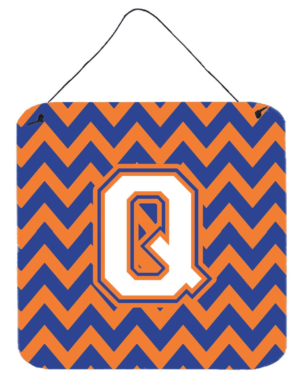 Letter Q Chevron Blue and Orange #3 Wall or Door Hanging Prints CJ1060-QDS66 by Caroline&#39;s Treasures