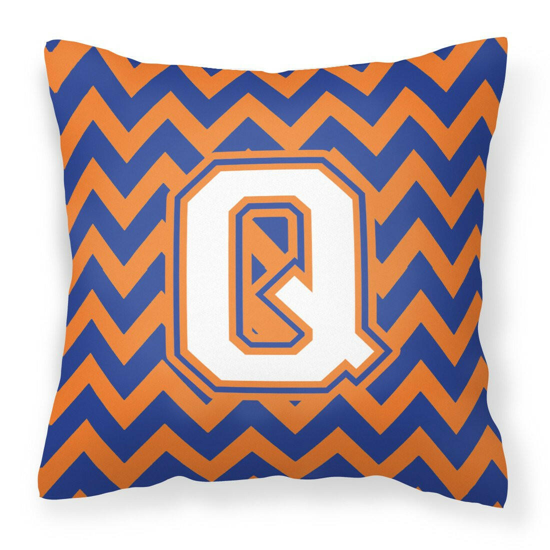 Letter Q Chevron Blue and Orange #3 Fabric Decorative Pillow CJ1060-QPW1414 by Caroline&#39;s Treasures