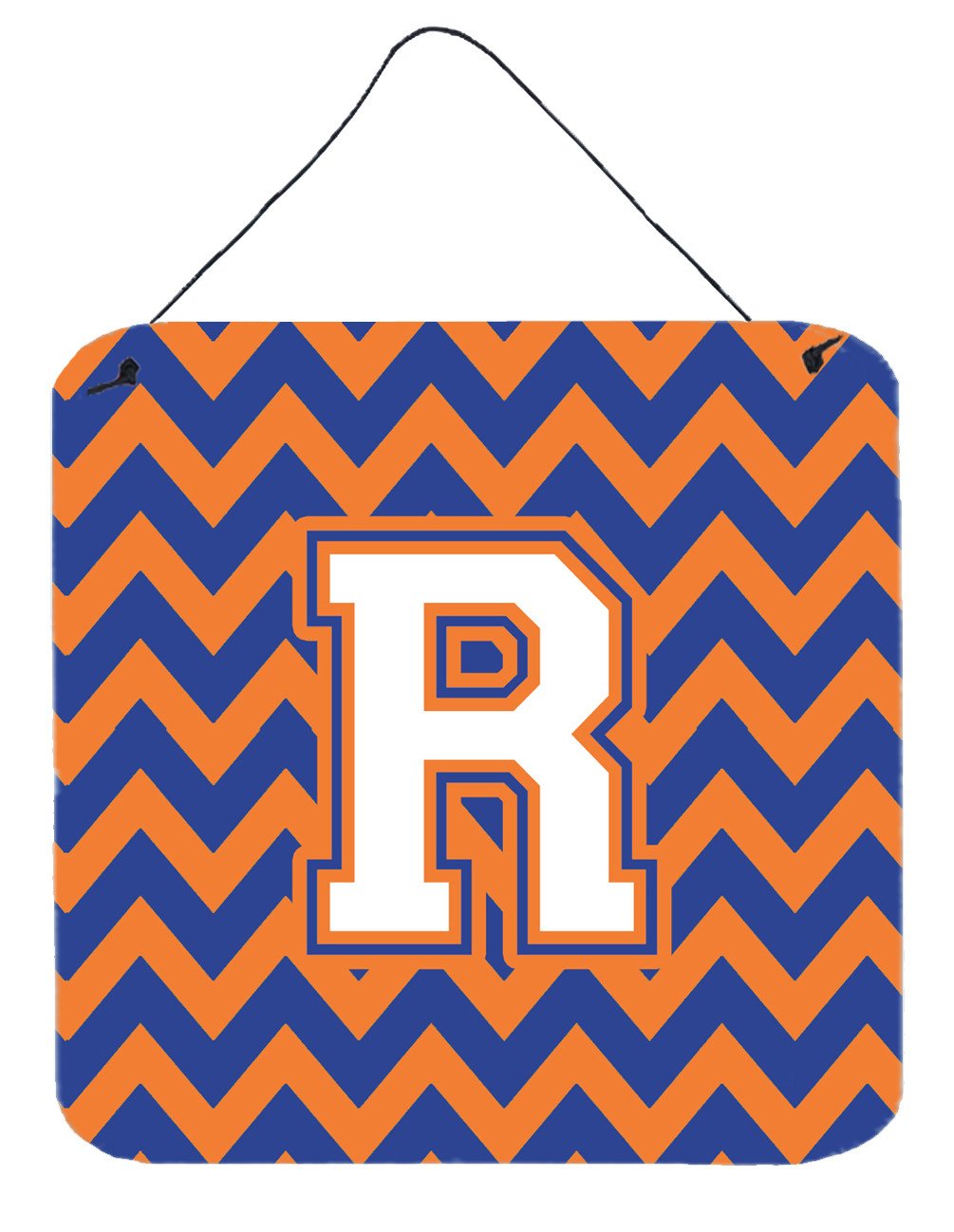 Letter R Chevron Blue and Orange #3 Wall or Door Hanging Prints CJ1060-RDS66 by Caroline&#39;s Treasures