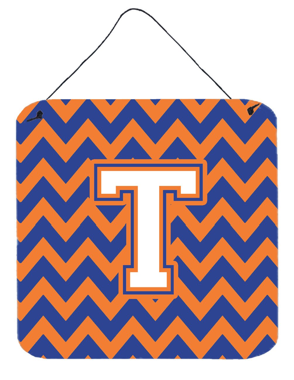 Letter T Chevron Blue and Orange #3 Wall or Door Hanging Prints CJ1060-TDS66 by Caroline&#39;s Treasures