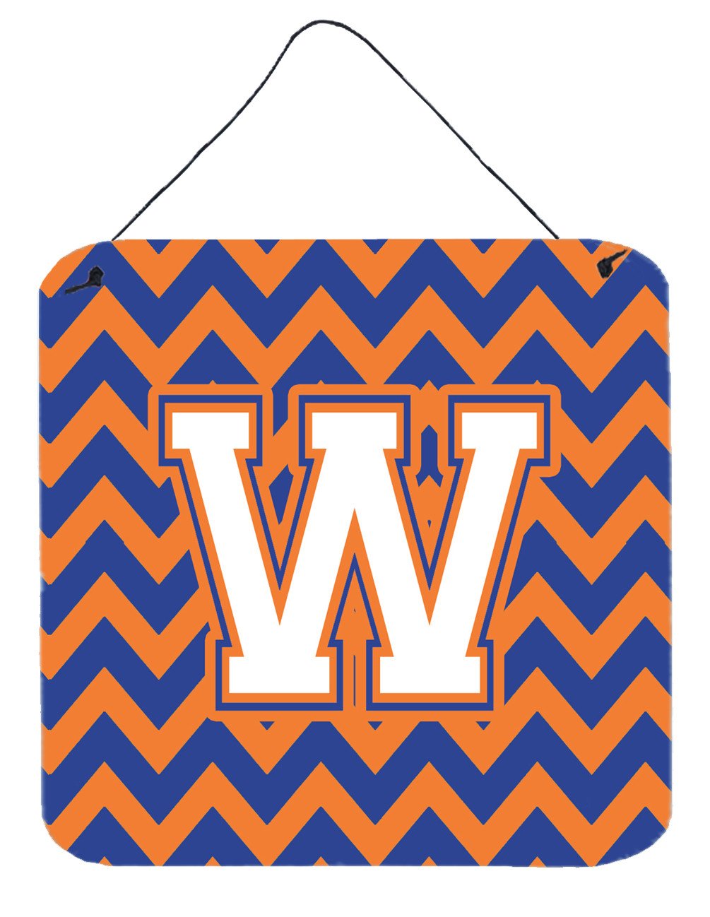 Letter W Chevron Blue and Orange #3 Wall or Door Hanging Prints CJ1060-WDS66 by Caroline&#39;s Treasures
