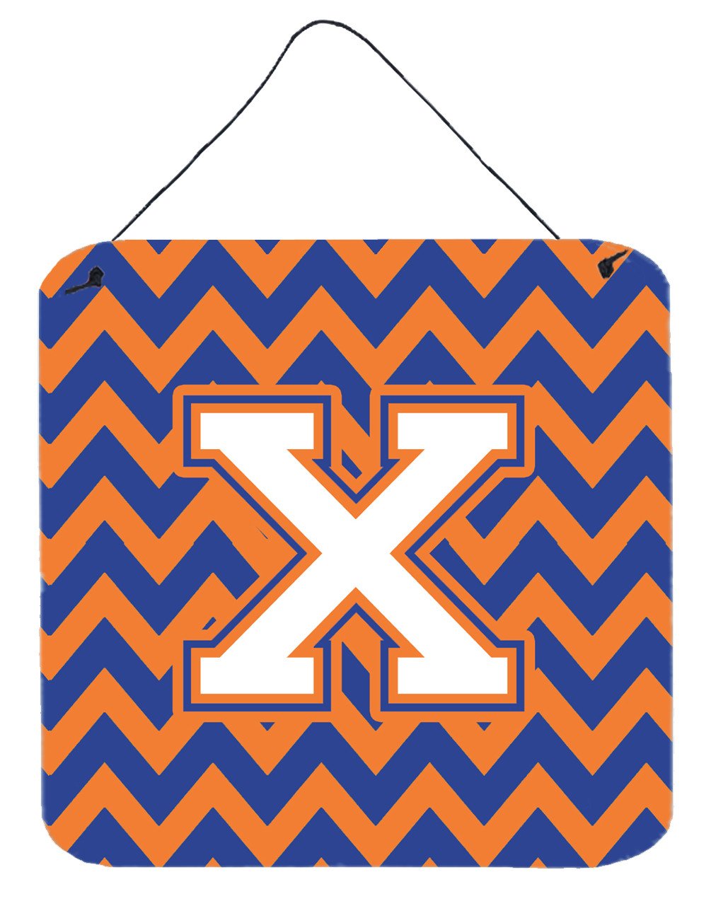 Letter X Chevron Blue and Orange #3 Wall or Door Hanging Prints CJ1060-XDS66 by Caroline&#39;s Treasures