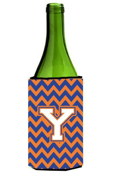 Letter Y Chevron Blue and Orange Wine Bottle Beverage Insulator Hugger CJ1060-YLITERK by Caroline&#39;s Treasures