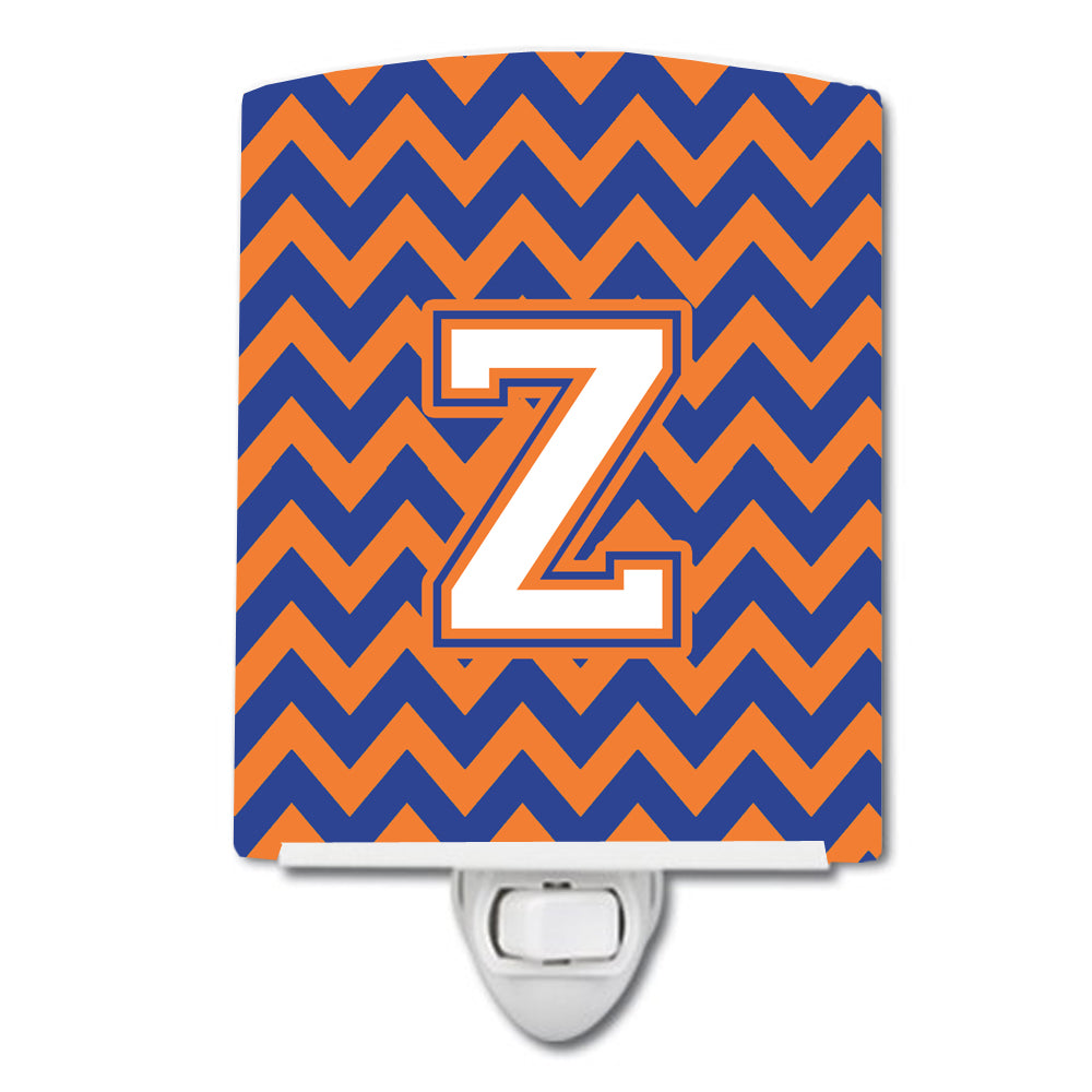 Letter Z Chevron Blue and Orange #3 Ceramic Night Light CJ1060-ZCNL - the-store.com