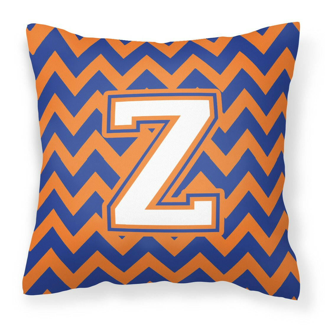 Letter Z Chevron Blue and Orange #3 Fabric Decorative Pillow CJ1060-ZPW1414 by Caroline&#39;s Treasures
