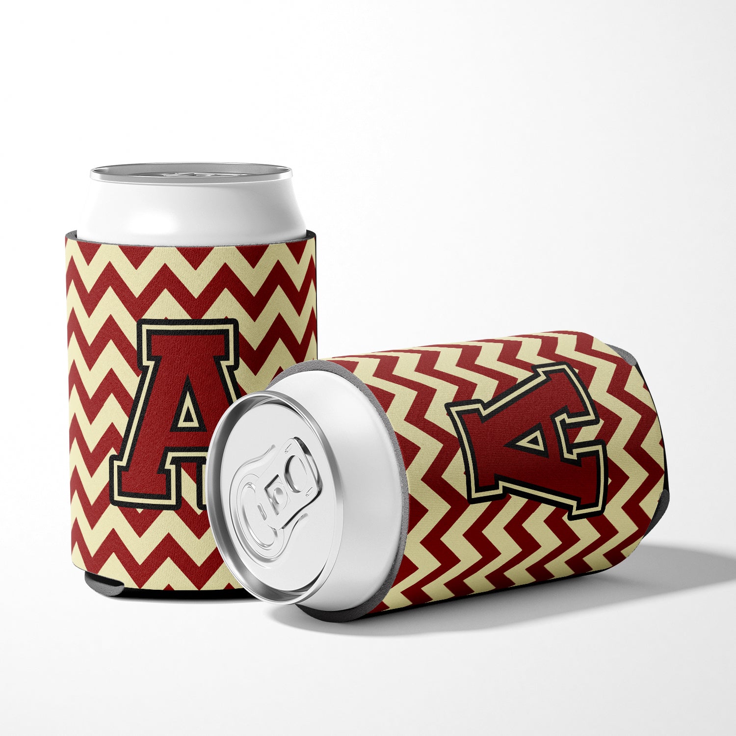 Letter A Chevron Maroon and Gold Can or Bottle Hugger CJ1061-ACC.