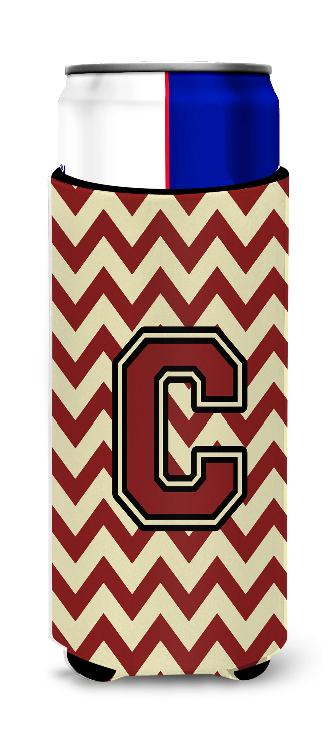Letter C Chevron Maroon and Gold Ultra Beverage Insulators for slim cans CJ1061-CMUK