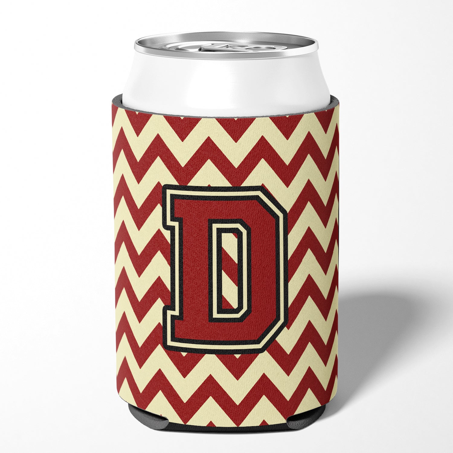 Letter D Chevron Maroon and Gold Can or Bottle Hugger CJ1061-DCC