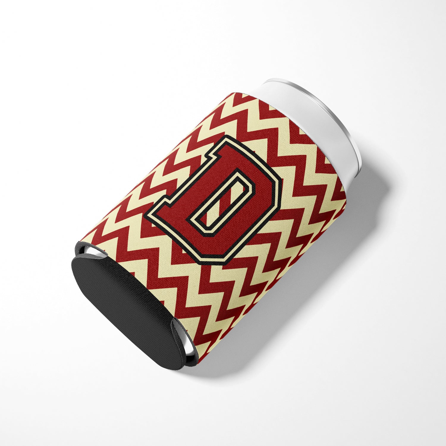 Letter D Chevron Maroon and Gold Can or Bottle Hugger CJ1061-DCC.