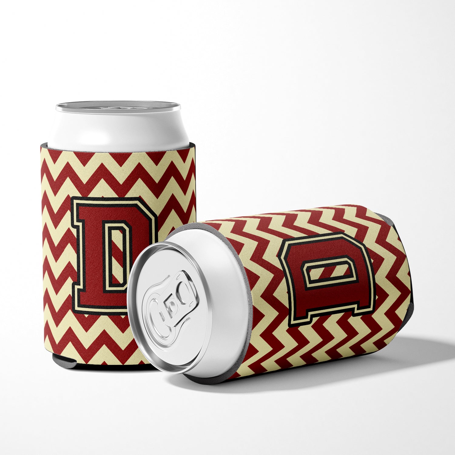 Letter D Chevron Maroon and Gold Can or Bottle Hugger CJ1061-DCC.