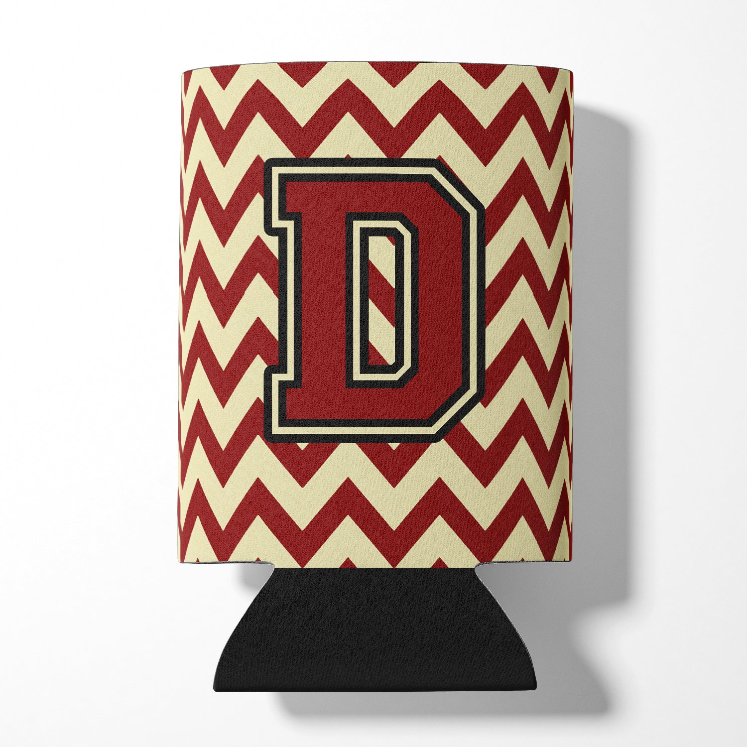 Letter D Chevron Maroon and Gold Can or Bottle Hugger CJ1061-DCC