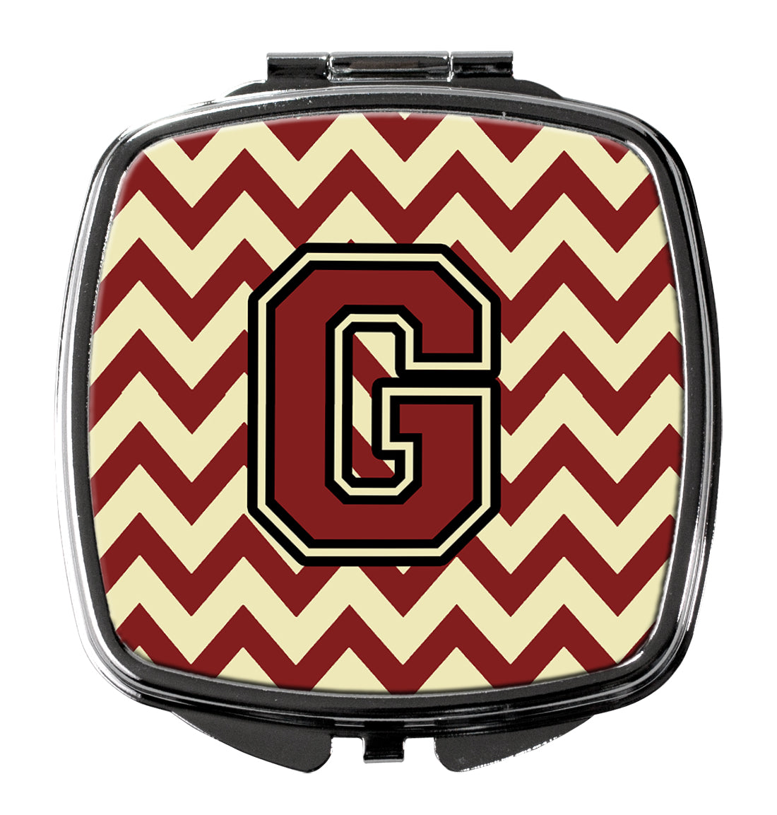 Letter G Chevron Maroon and Gold Compact Mirror CJ1061-GSCM