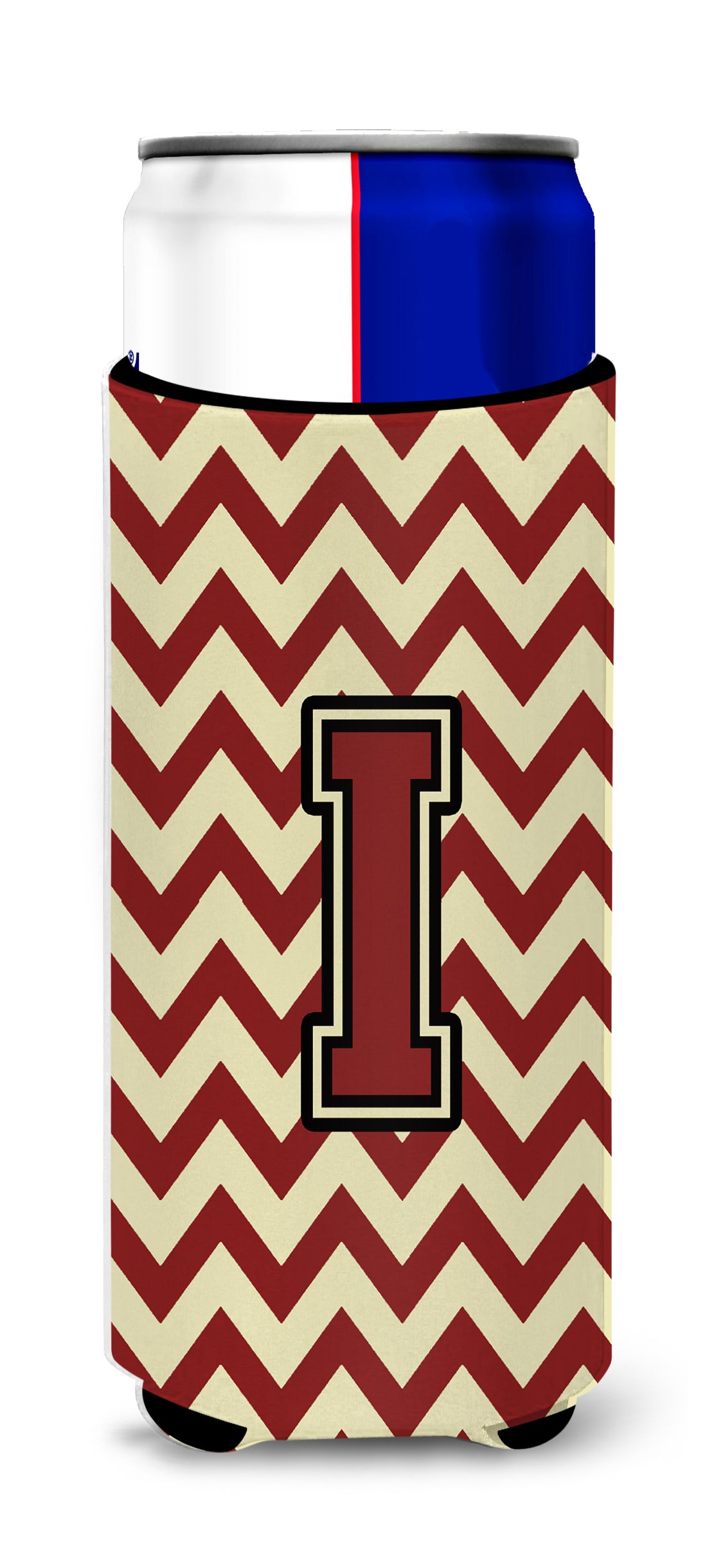 Letter I Chevron Maroon and Gold Ultra Beverage Insulators for slim cans CJ1061-IMUK.