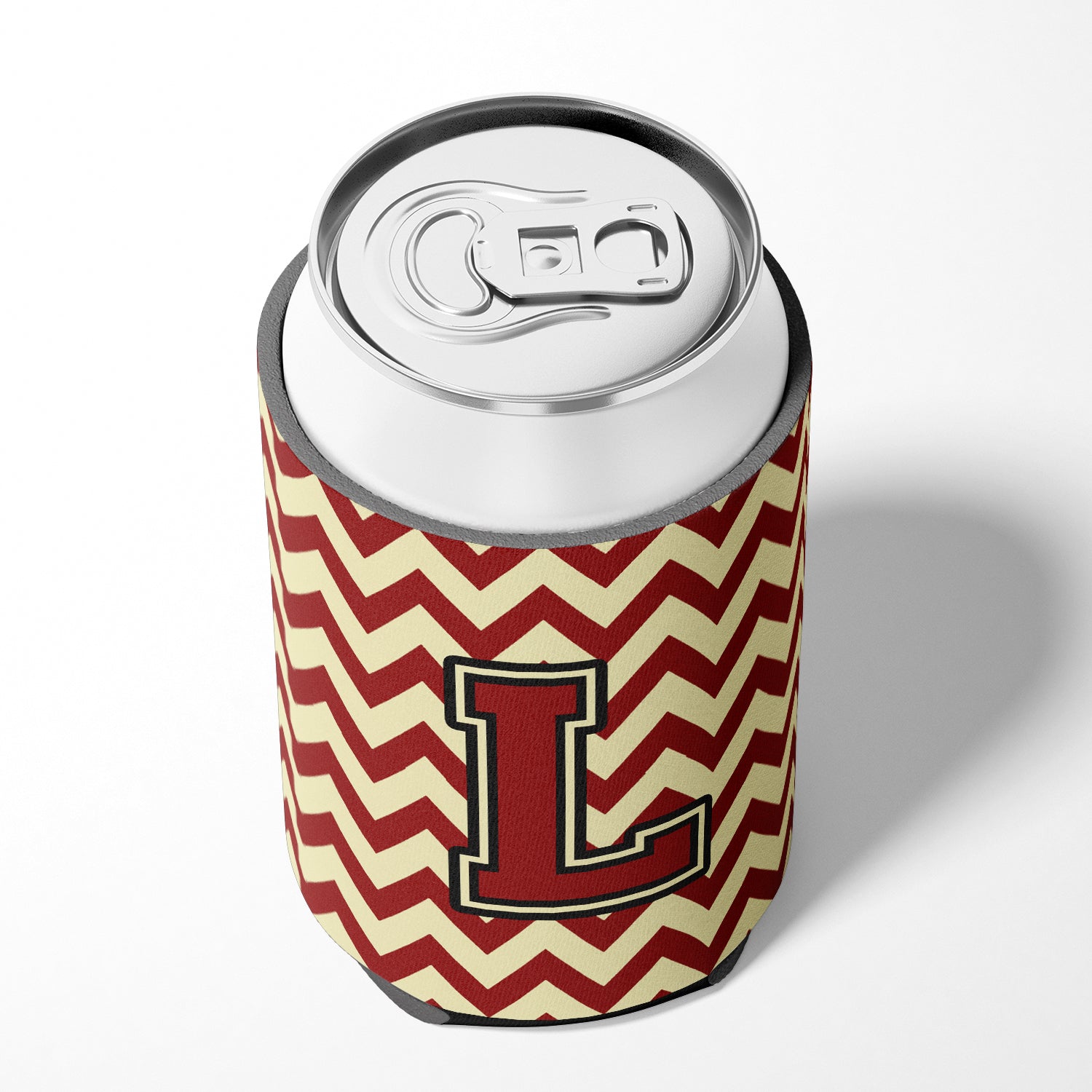 Letter L Chevron Maroon and Gold Can or Bottle Hugger CJ1061-LCC.