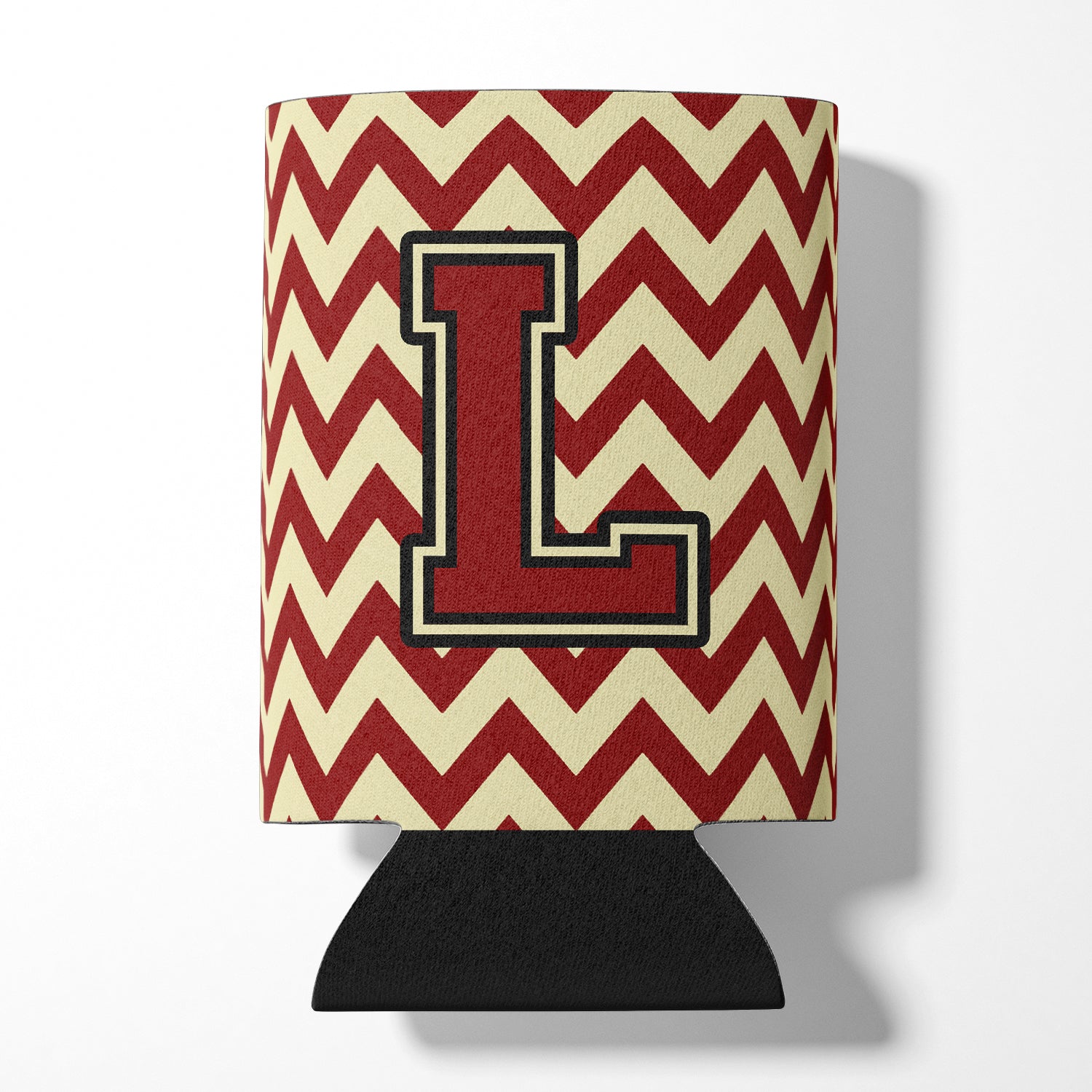 Letter L Chevron Maroon and Gold Can or Bottle Hugger CJ1061-LCC