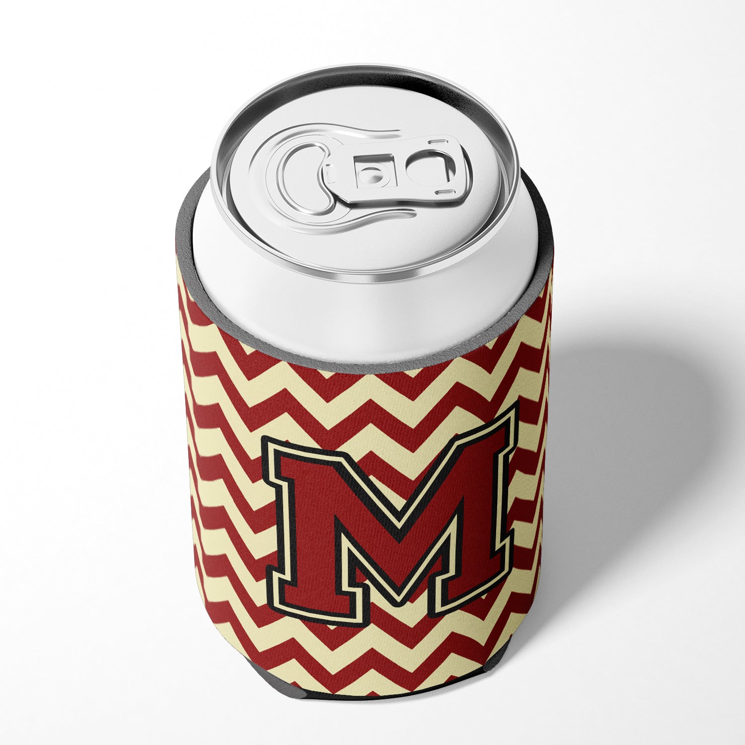 Letter M Chevron Maroon and Gold Can or Bottle Hugger CJ1061-MCC