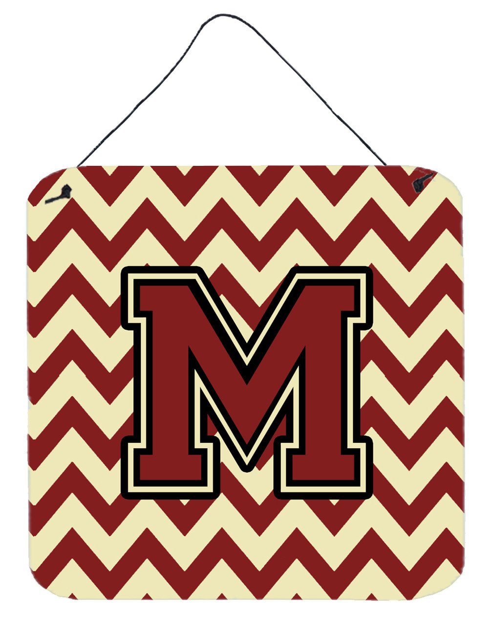 Letter M Chevron Maroon and Gold Wall or Door Hanging Prints CJ1061-MDS66 by Caroline&#39;s Treasures