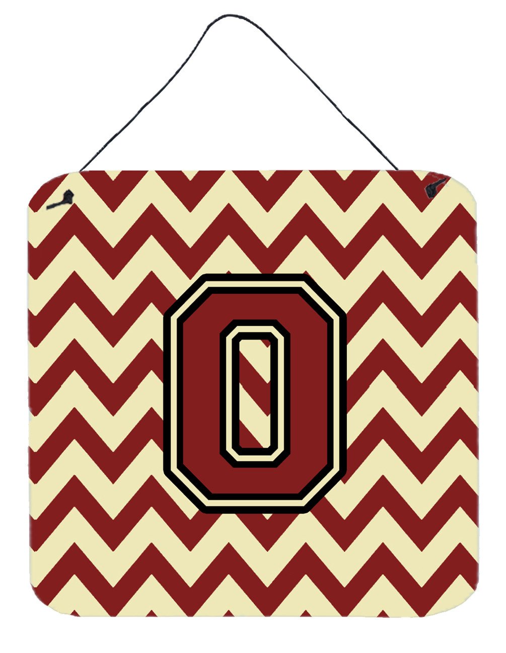 Letter O Chevron Maroon and Gold Wall or Door Hanging Prints CJ1061-ODS66 by Caroline's Treasures