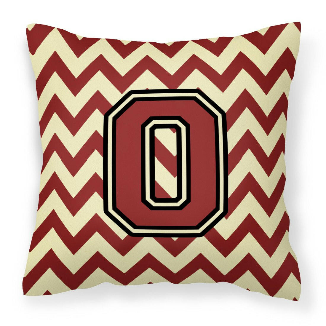 Letter O Chevron Maroon and Gold Fabric Decorative Pillow CJ1061-OPW1414 by Caroline&#39;s Treasures