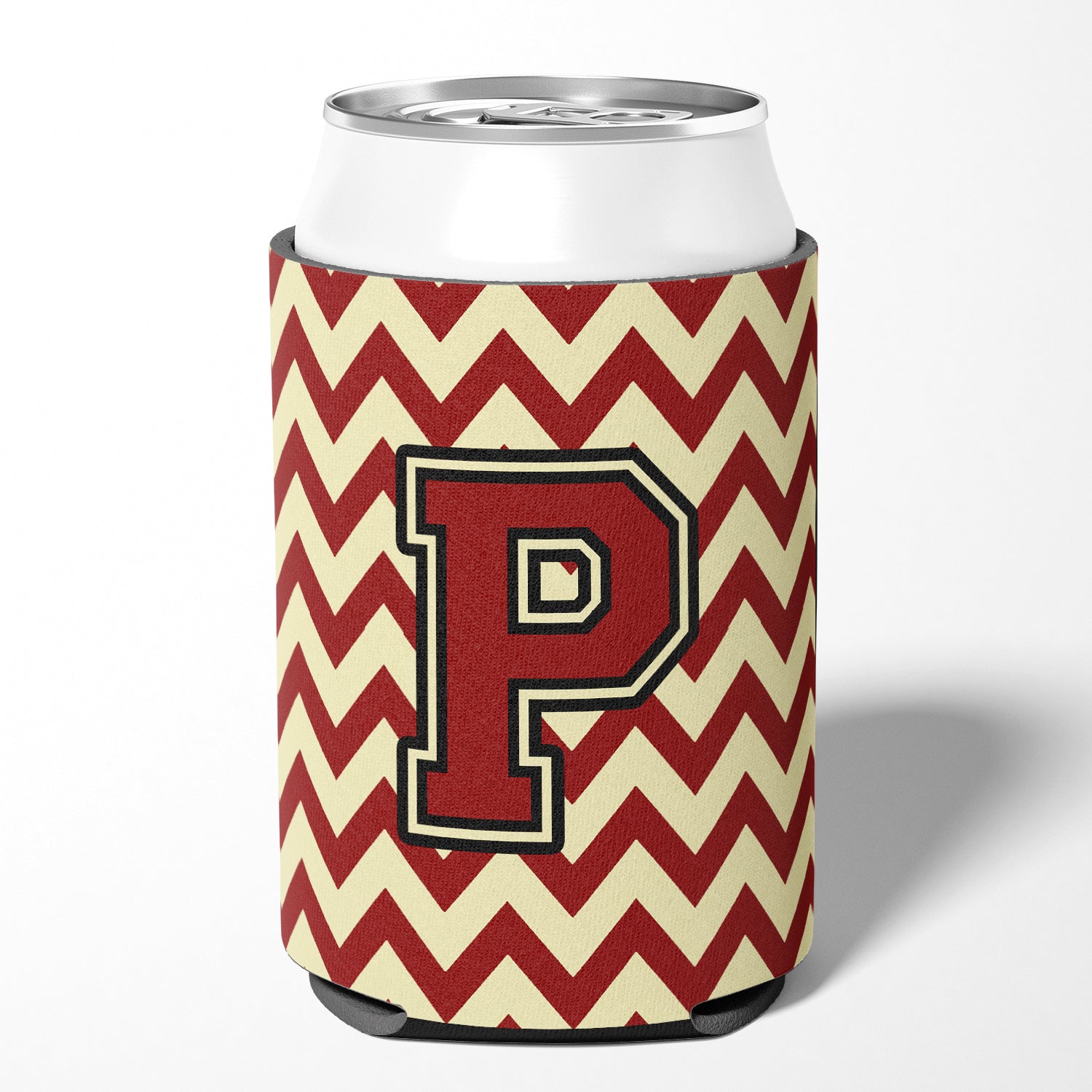 Letter P Chevron Maroon and Gold Can or Bottle Hugger CJ1061-PCC