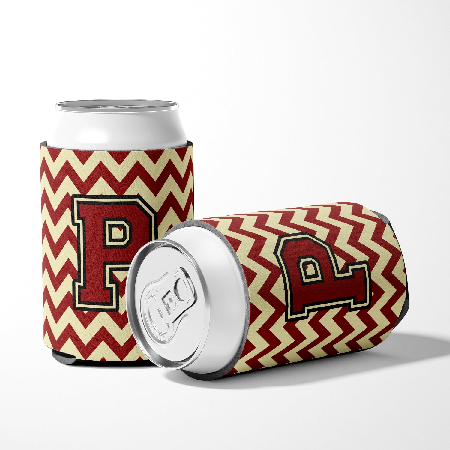 Letter P Chevron Maroon and Gold Can or Bottle Hugger CJ1061-PCC.