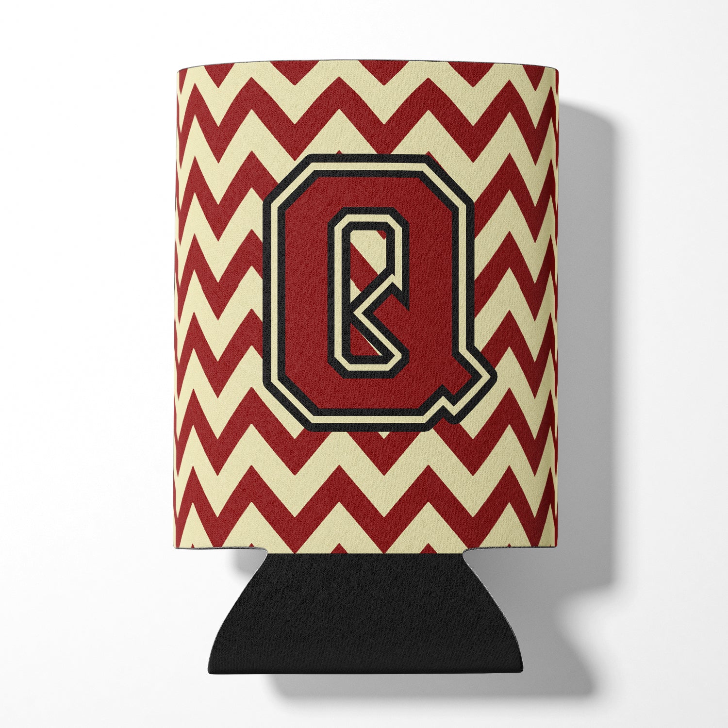 Letter Q Chevron Maroon and Gold Can or Bottle Hugger CJ1061-QCC