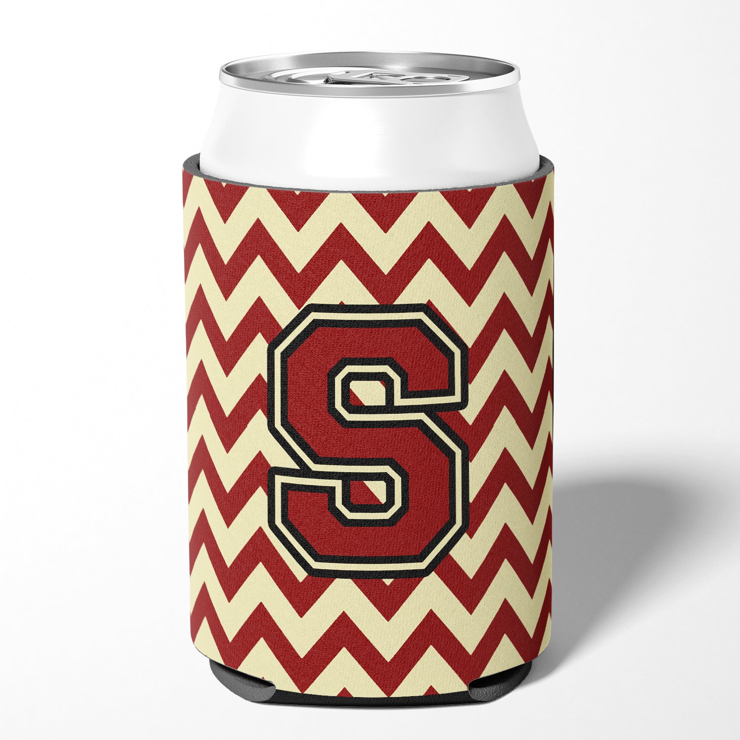 Letter S Chevron Maroon and Gold Can or Bottle Hugger CJ1061-SCC