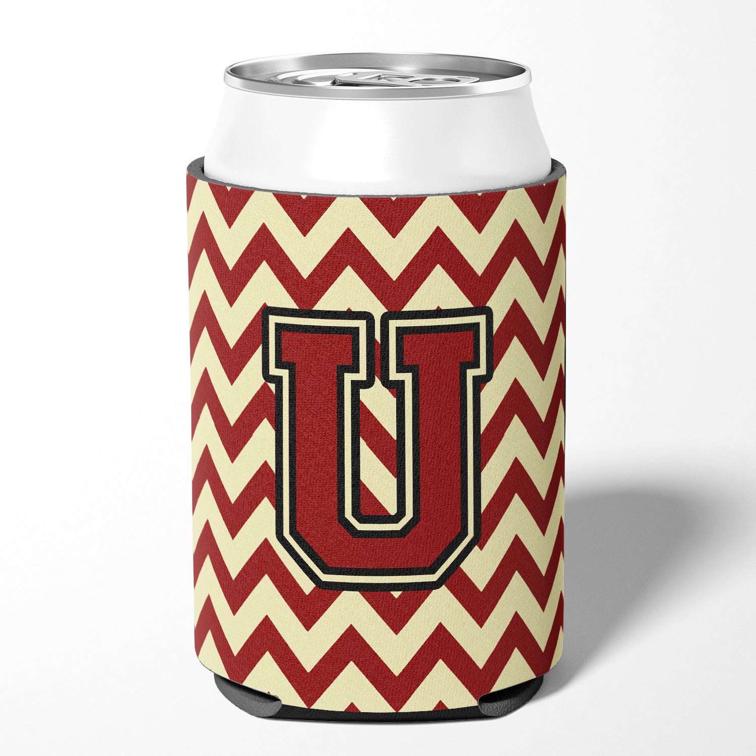 Letter U Chevron Maroon and Gold Can or Bottle Hugger CJ1061-UCC