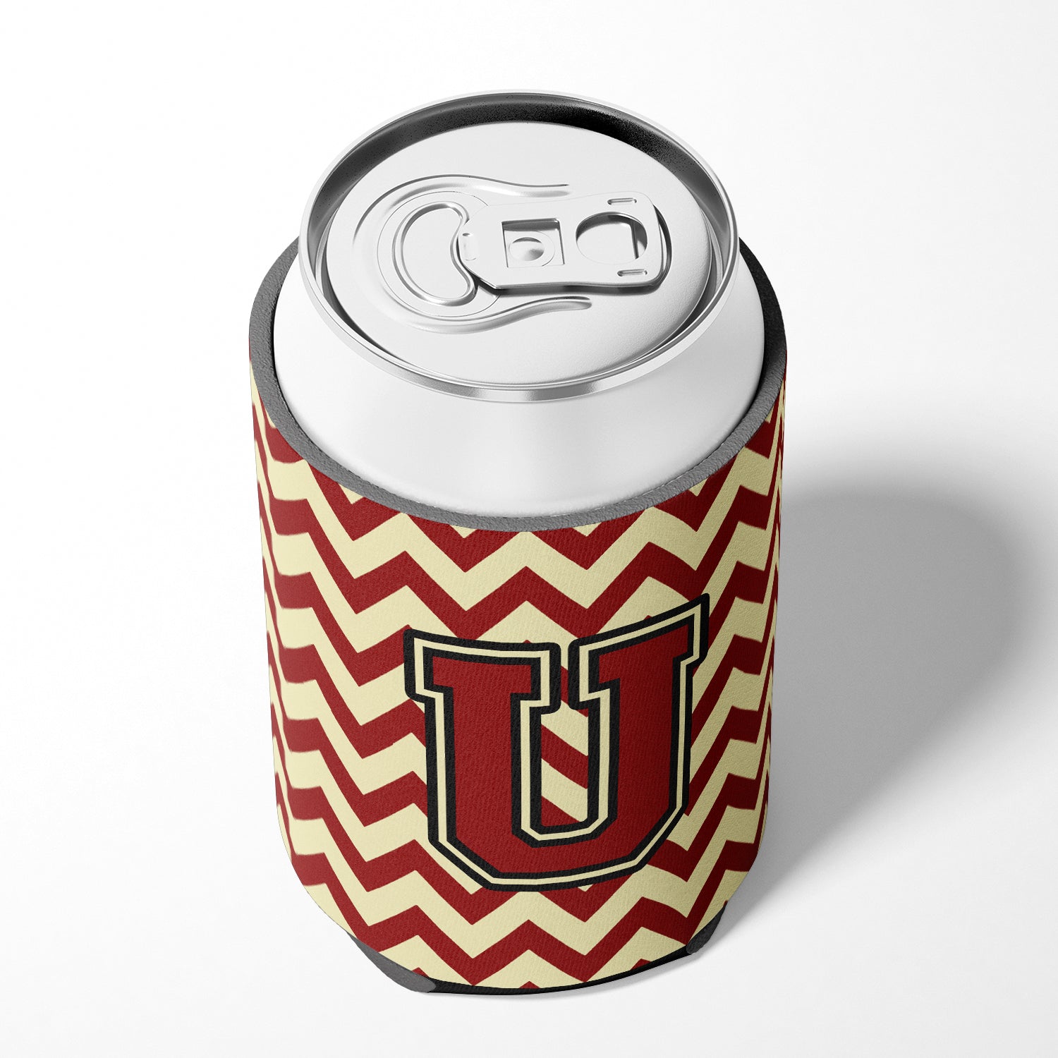 Letter U Chevron Maroon and Gold Can or Bottle Hugger CJ1061-UCC.