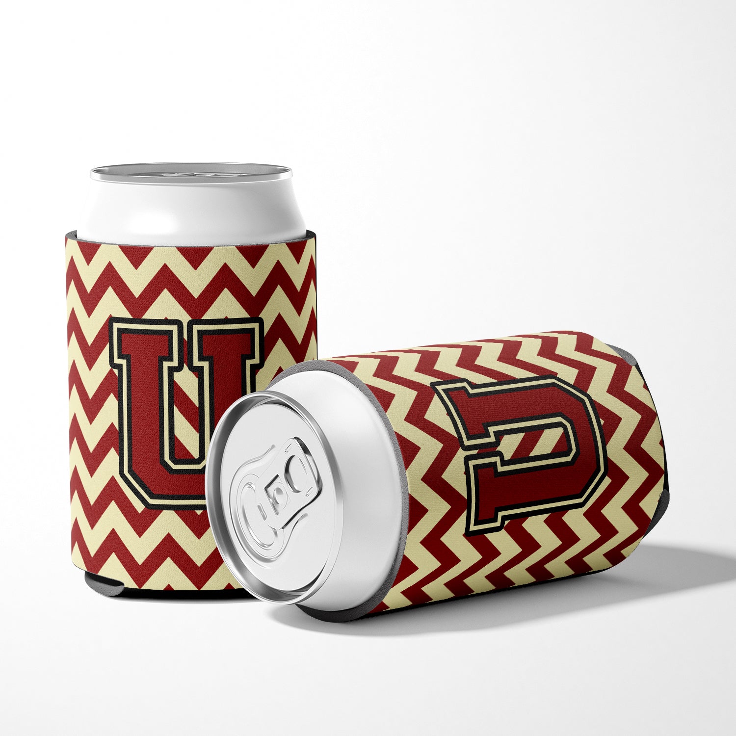 Letter U Chevron Maroon and Gold Can or Bottle Hugger CJ1061-UCC.