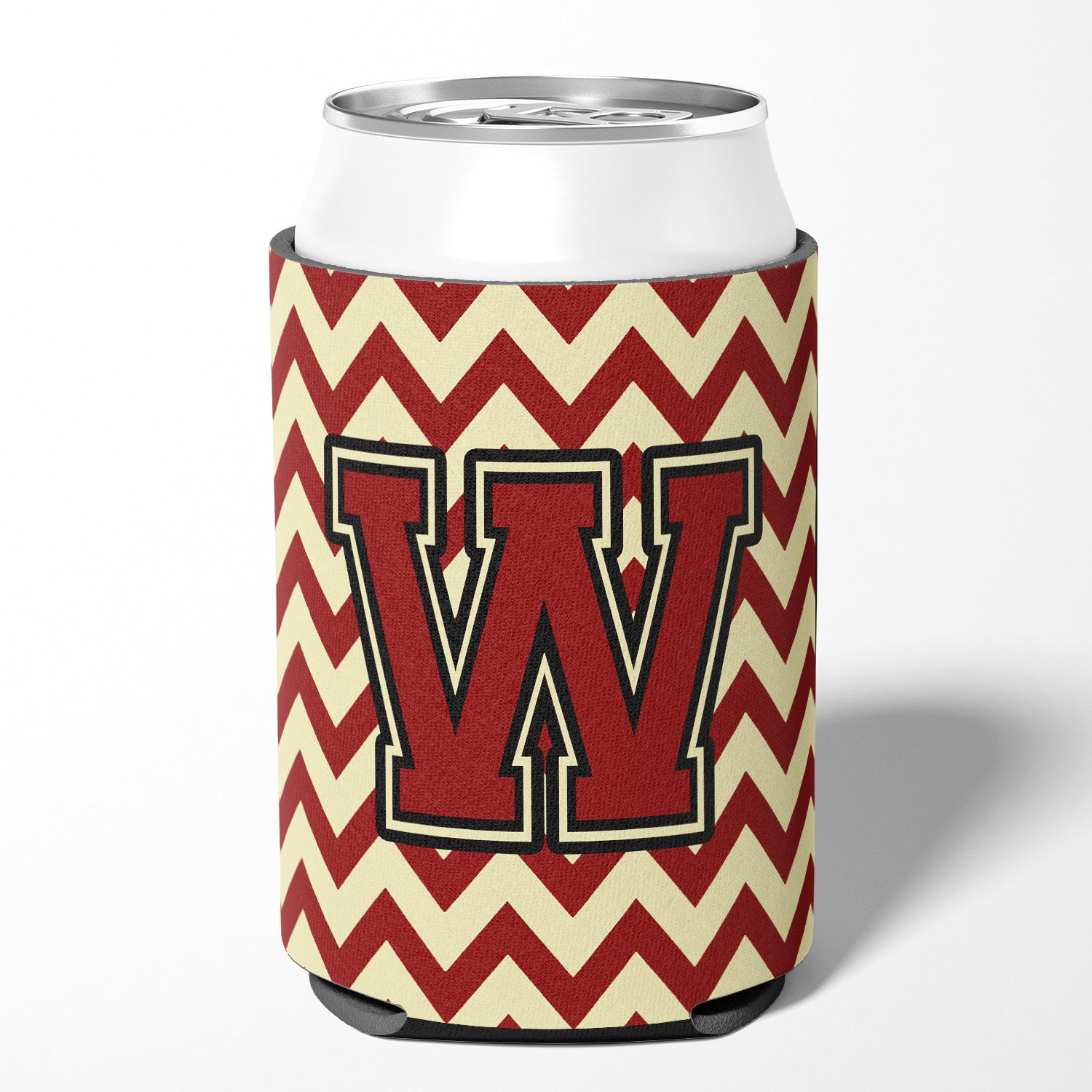 Letter W Chevron Maroon and Gold Can or Bottle Hugger CJ1061-WCC.