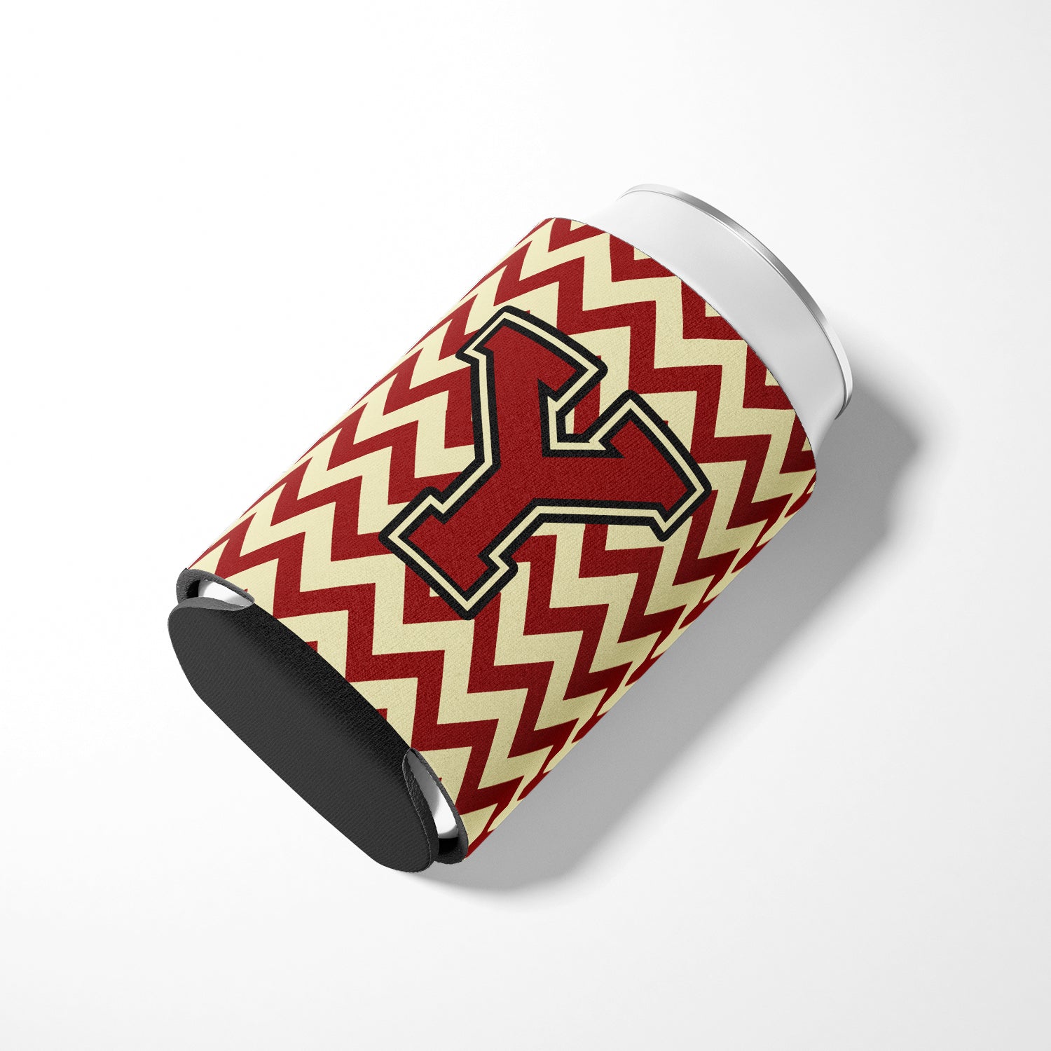 Letter Y Chevron Maroon and Gold Can or Bottle Hugger CJ1061-YCC